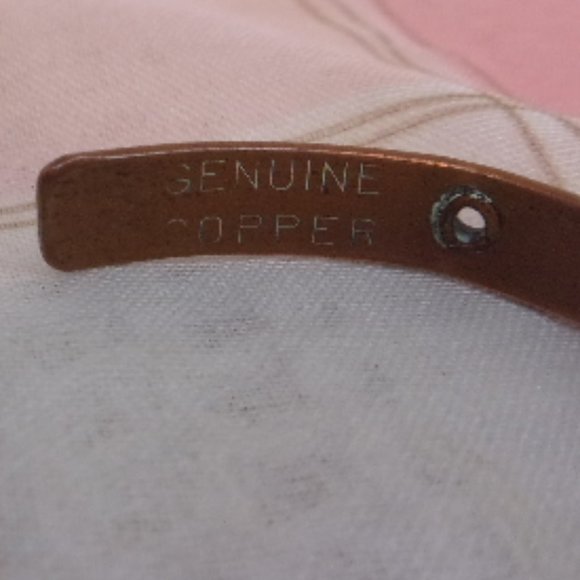 Copper Cuff Bracelet With Gold Tone Design - Picture 9 of 12